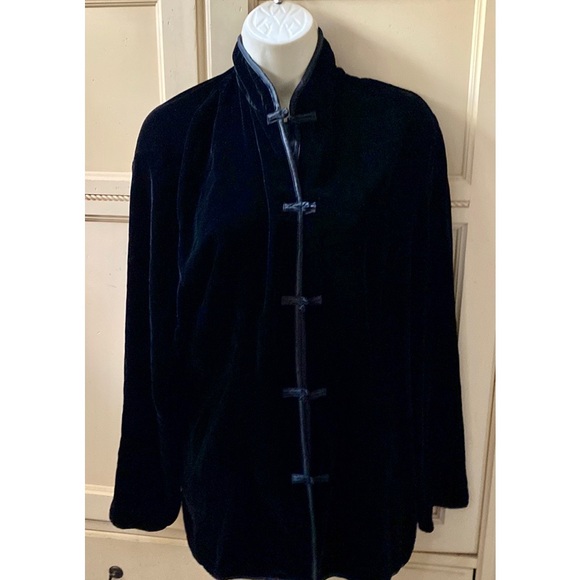 LINDA HARTMAN INTIMATES 100% silk VELVET velour size XL  button down shirt - Picture 4 of 16